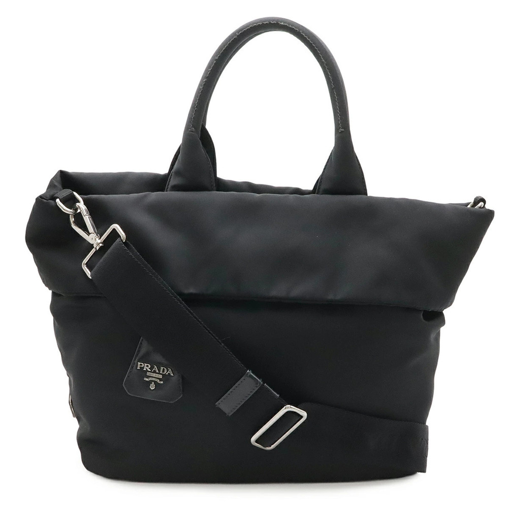 Prada Reversible Tote Bag Shoulder Black Nero Black